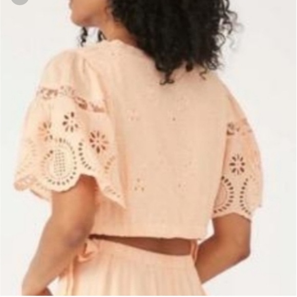 [Free people] Tangerine Embroidery Lace Crop Blouse Top - Picture 6 of 11